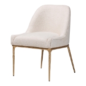 Baxton Studio Nalima Dining Chair - Modern Boucle Accent Side Chair with Hand-Forged Metal Frame and Wingback Seat